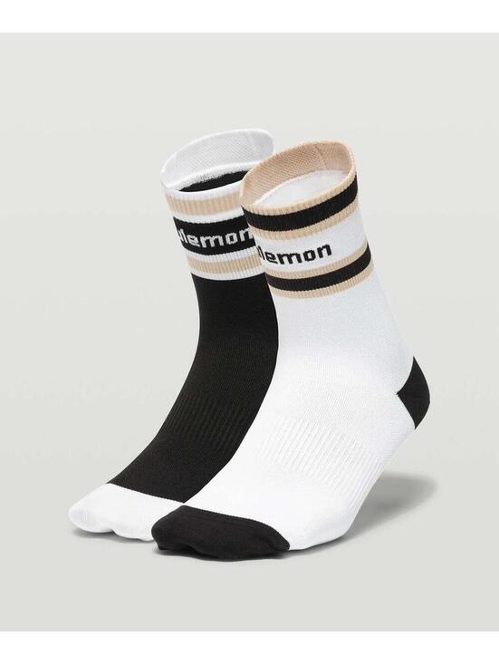 lululemon athletica Other - Lululemon Tale to Tell Mid Crew Sock M/L 2 Pack — Black / White / Cafe Au Lait